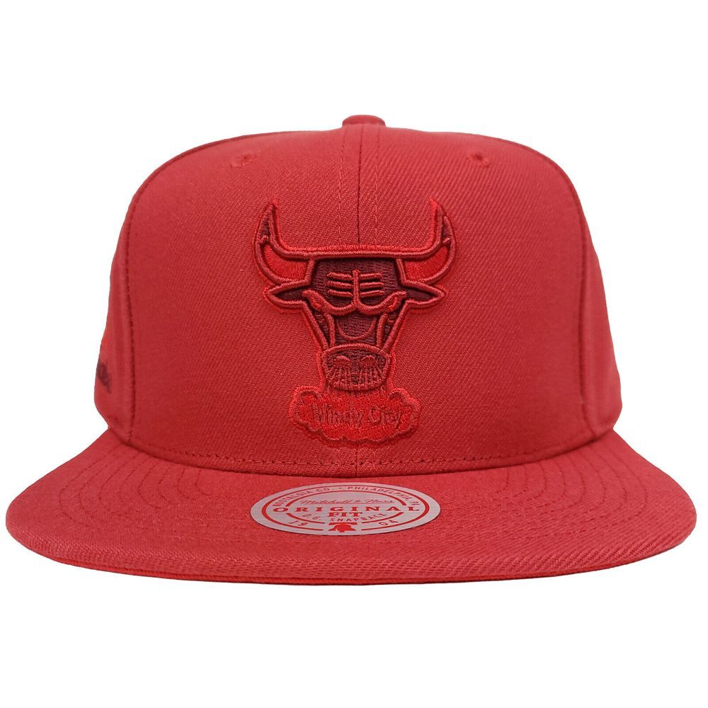 Chicago Bulls Mitchell‎ & Ness Snapback Hat Cap Tonal 3D Logo Side Logo Red NWT
